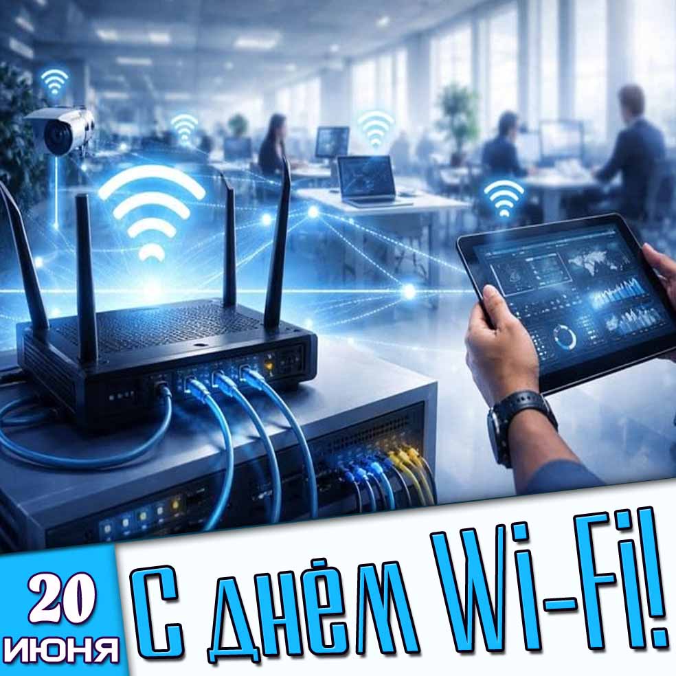 Открытка 20 июня - с днём Wi-Fi!