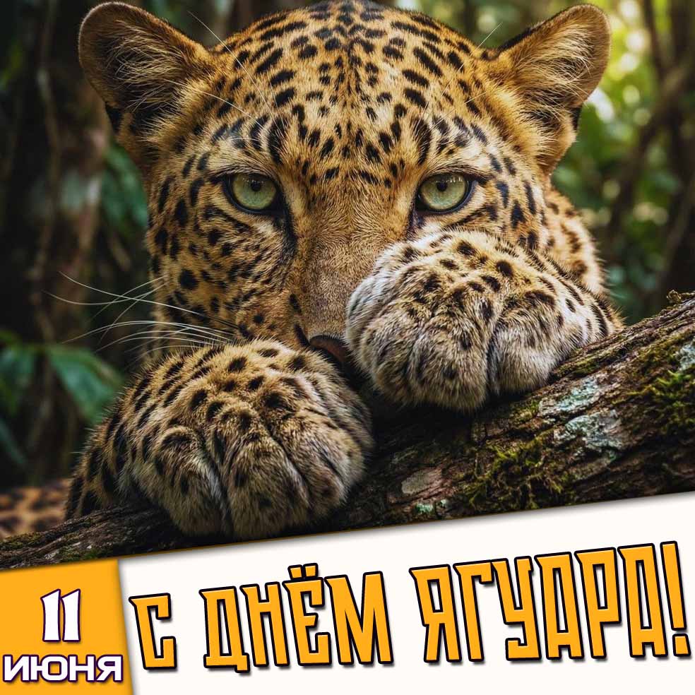 Открытка 11 июня - с днём ягуара!