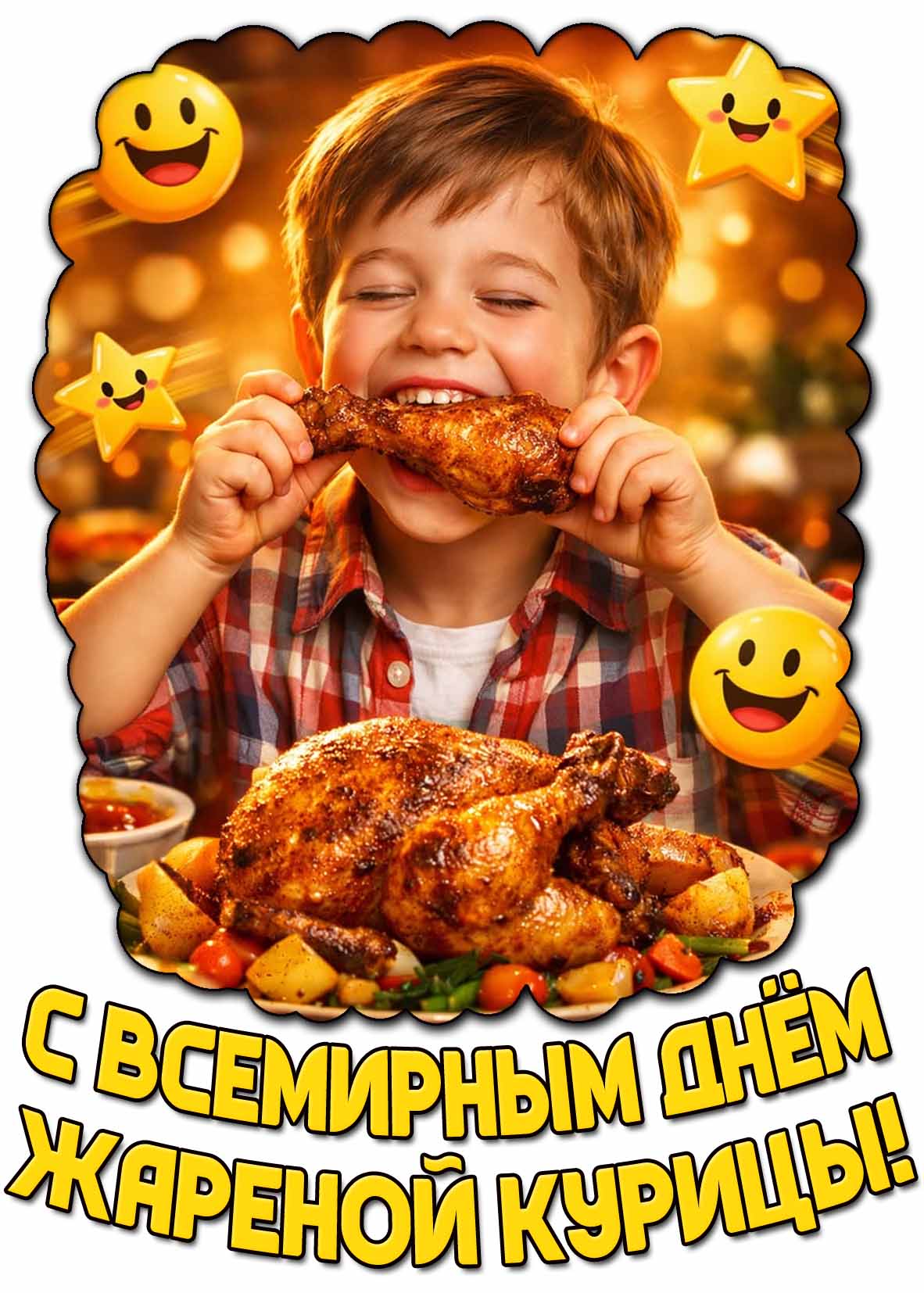 Открытка с Всемирным днём жареной курицы