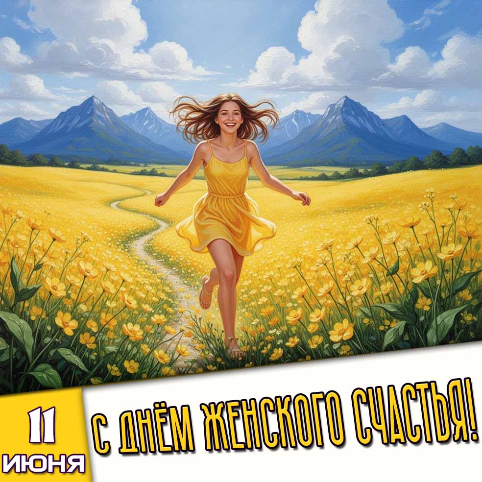 Открытка 11 июня - с днём женского счастья!