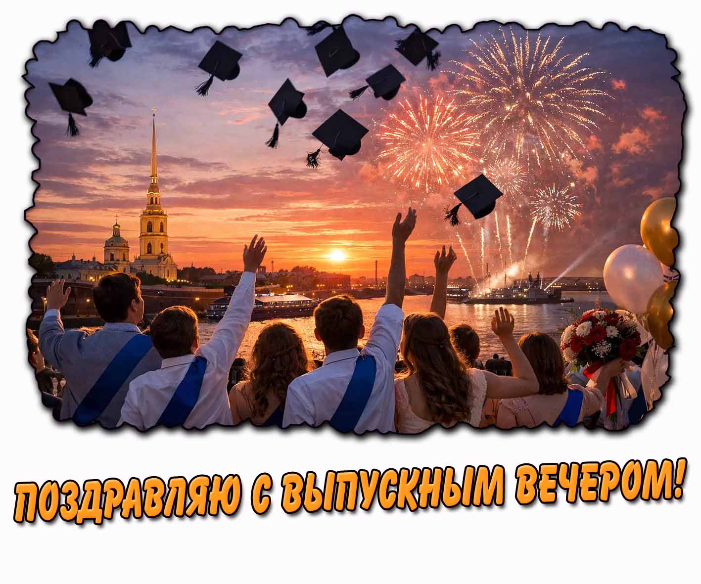 Поздравляю с выпускным вечером! - красивая открытка
