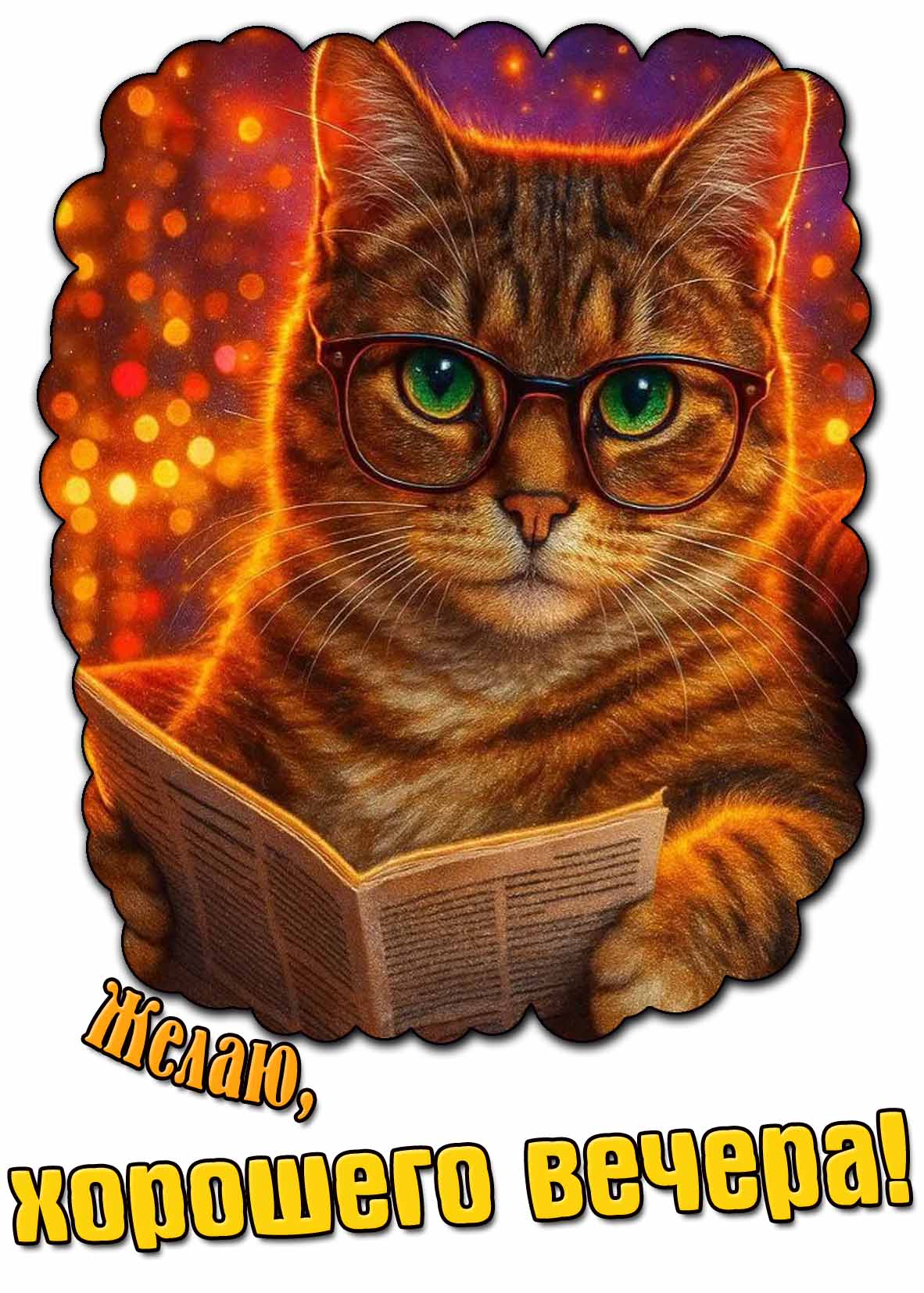Желаю, хорошего вечера! - красивая картинка с котом