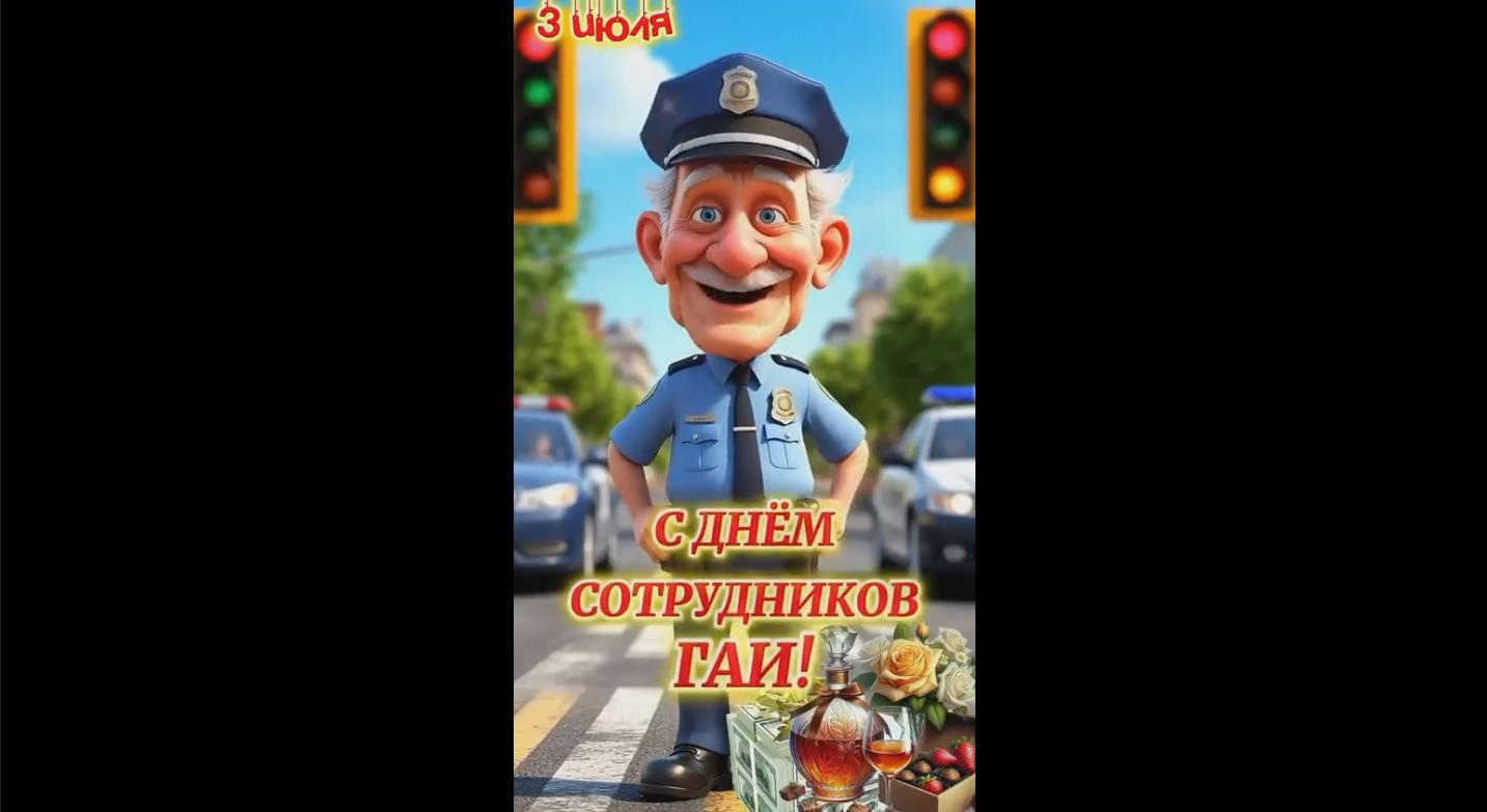 Видео открытка с днём сотрудников ГАИ - 3 июля