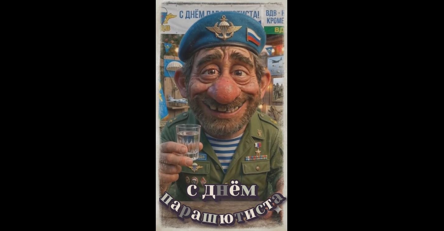 Смешная видео открытка с днём парашютиста