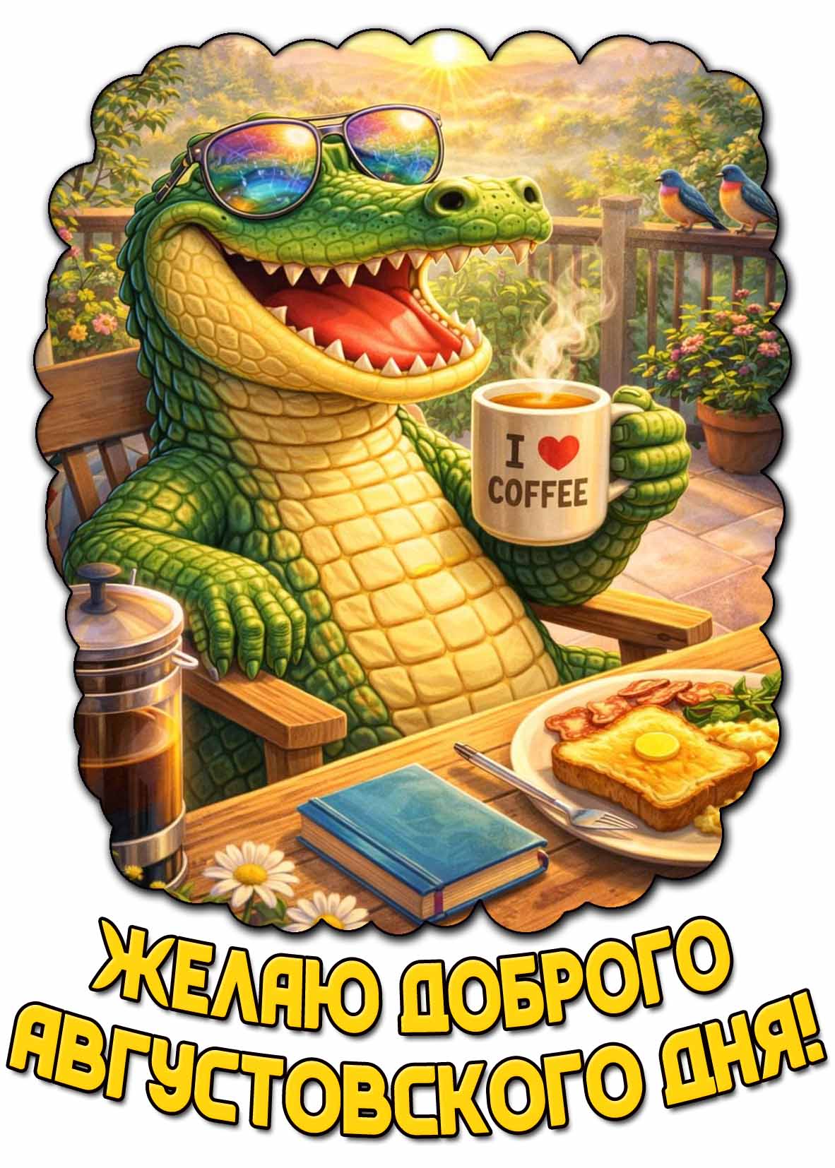 Прикольная открытка "Желаю доброго августовского дня!