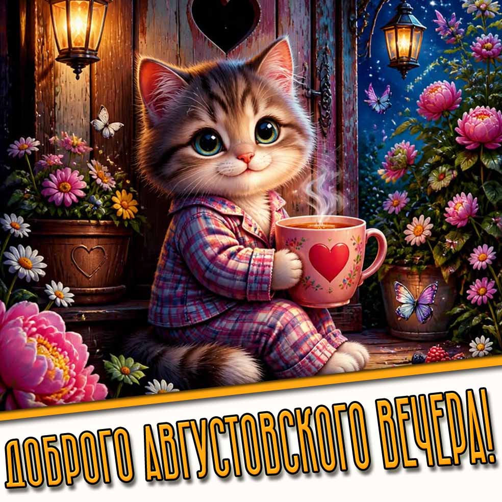 Красивая открытка доброго августовского вечера