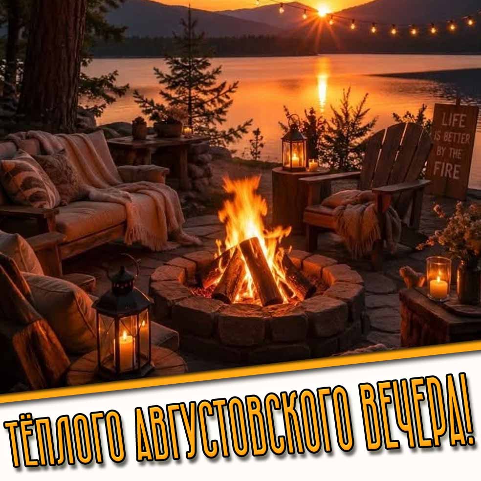 Тёплого августовского вечера! - картинка с костром