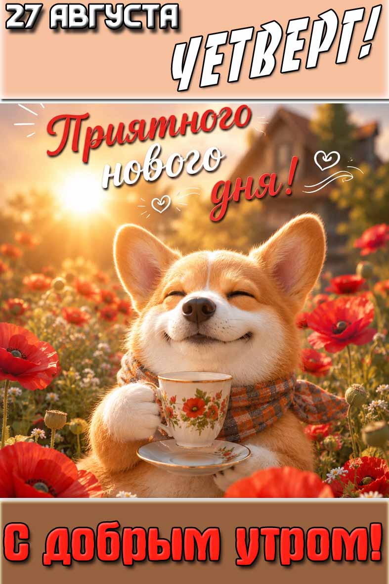Открытка "27 августа четверг! С добрым утром! Приятного нового дня!"