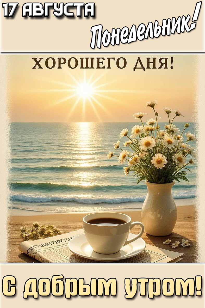 Картинка "17 августа понедельник! С добрым утром! Хорошего дня!"