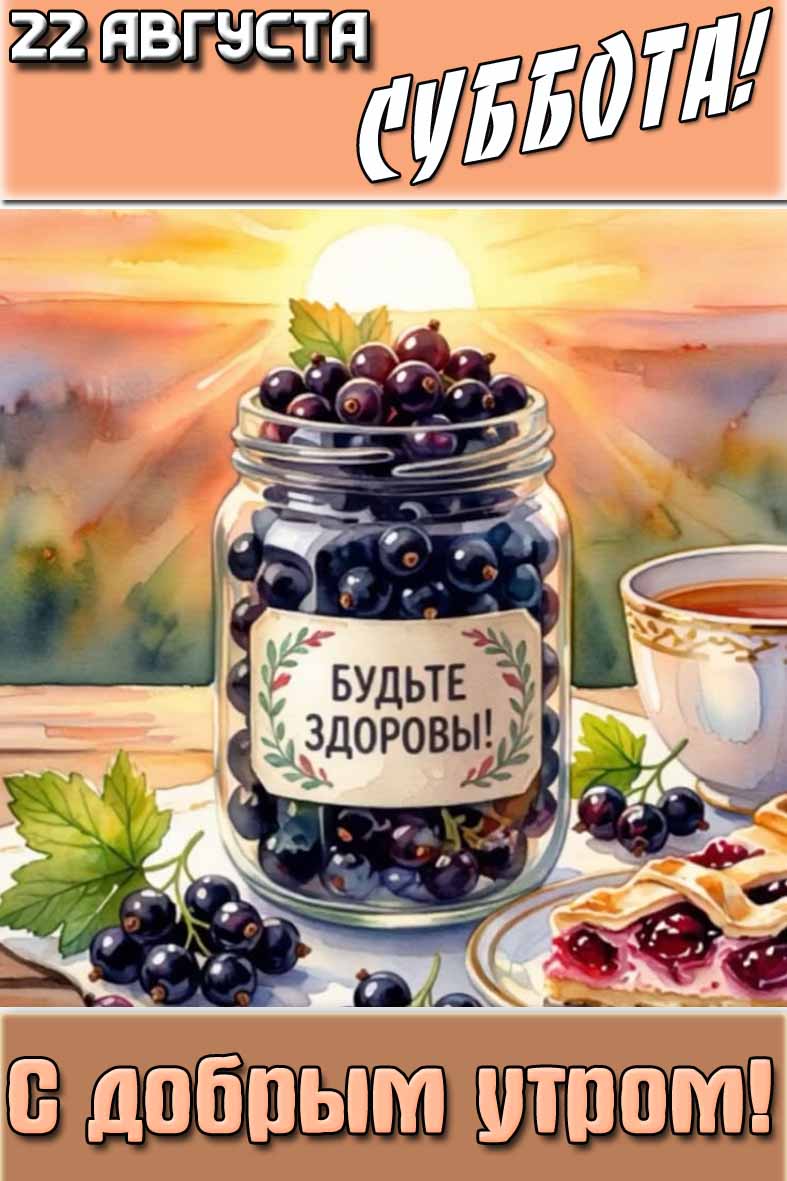 Открытка "22 августа суббота! С добрым утром! Будьте здоровы!"