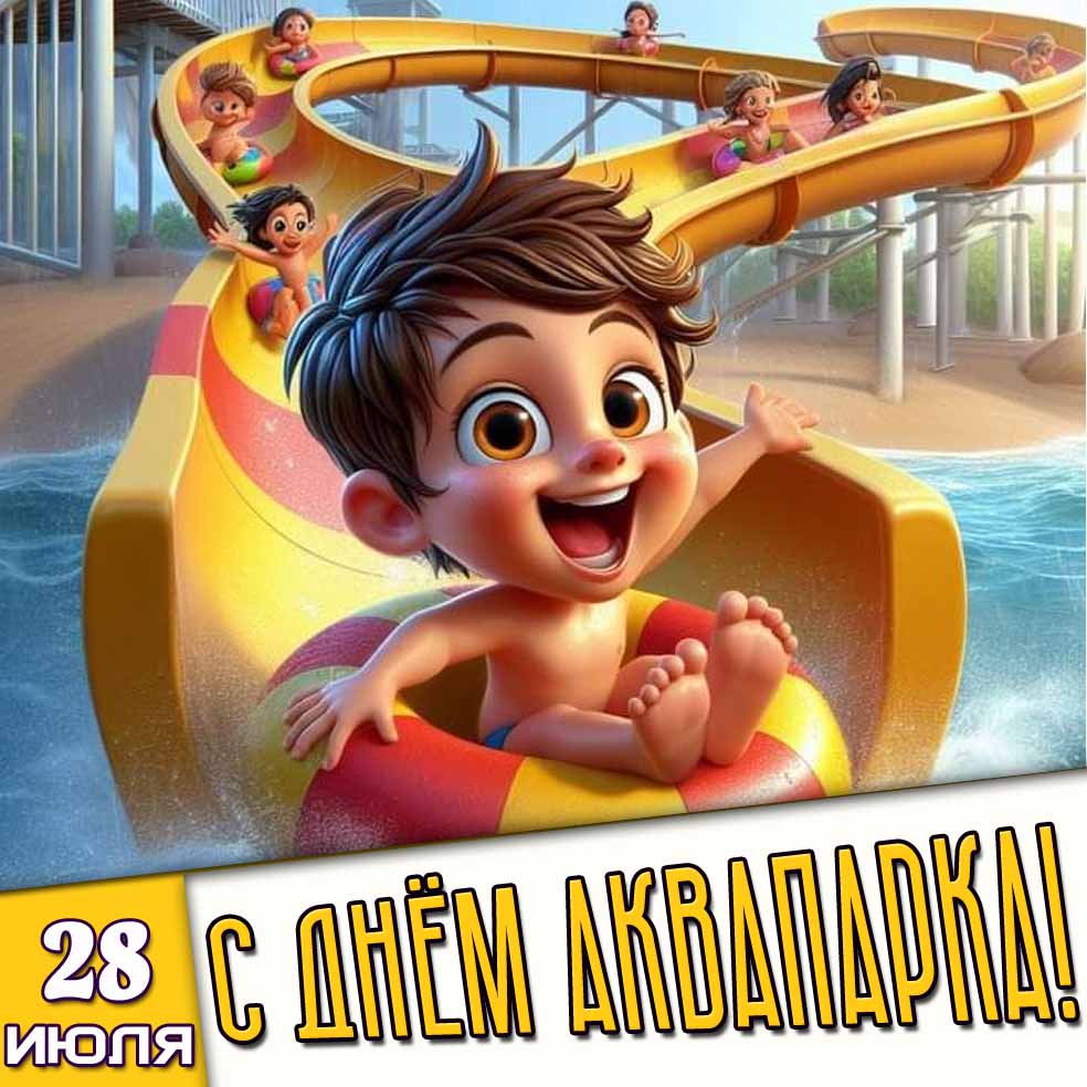 Детская картинка 27 июля - с днём аквапарка!