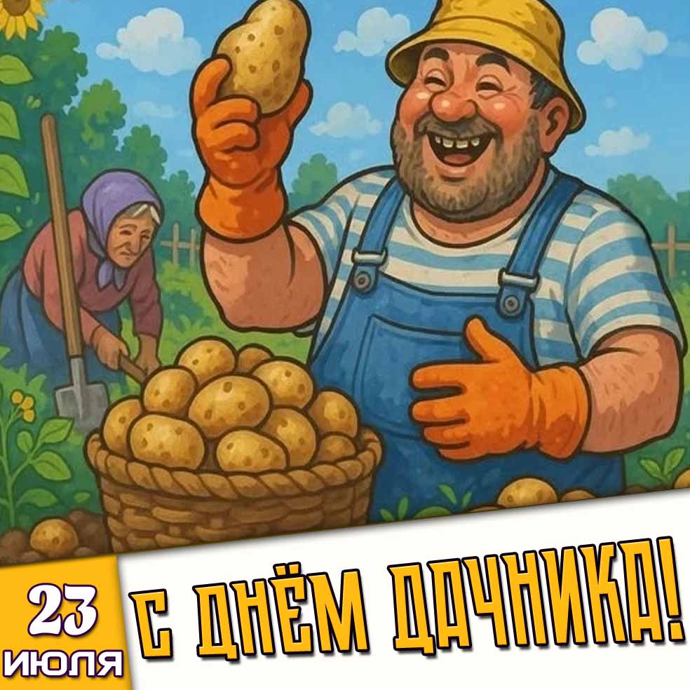 Открытка 23 июля - с днём дачника!