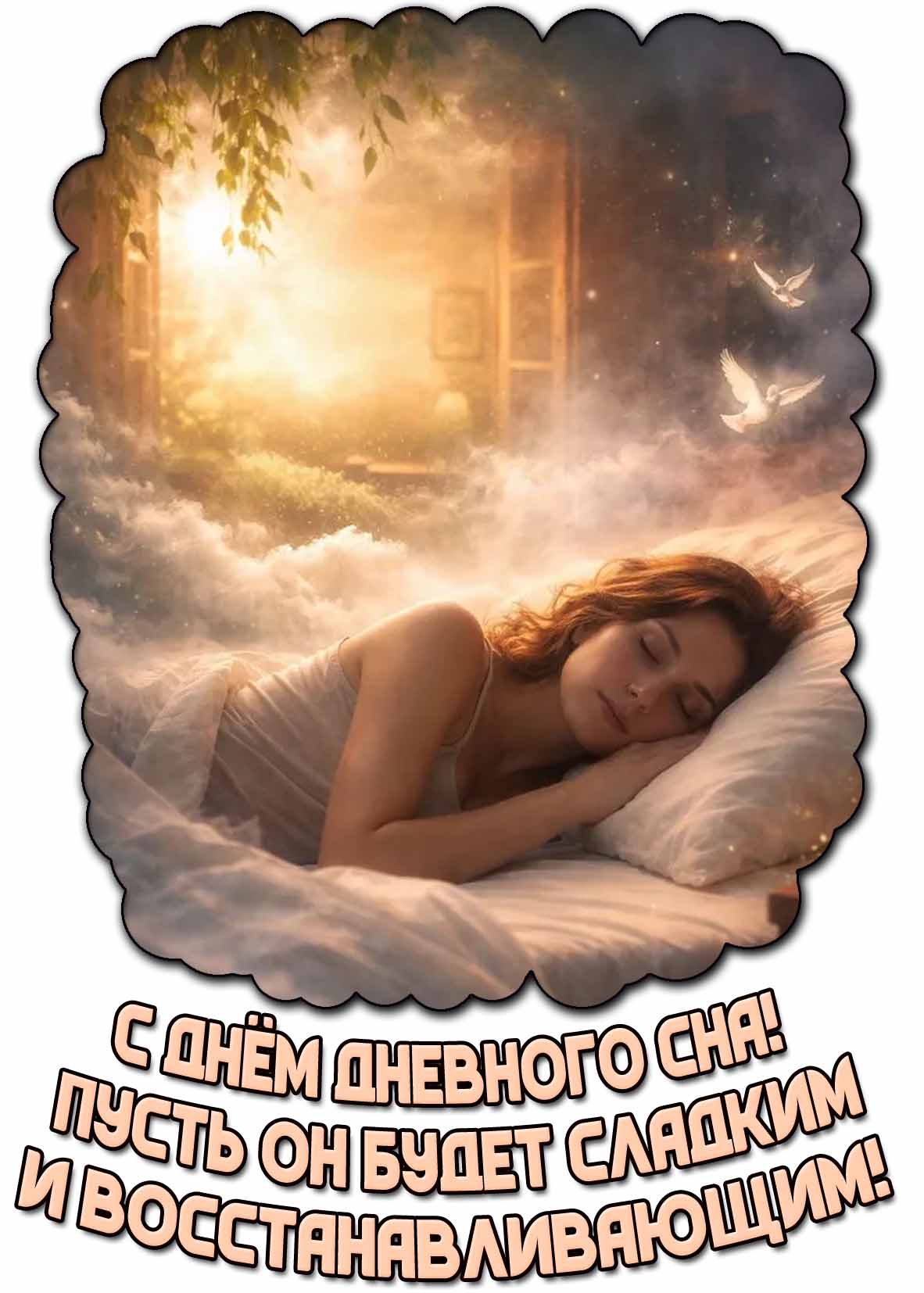 Открытка "С днём дневного сна! Пусть он будет сладким и восстанавливающим!"