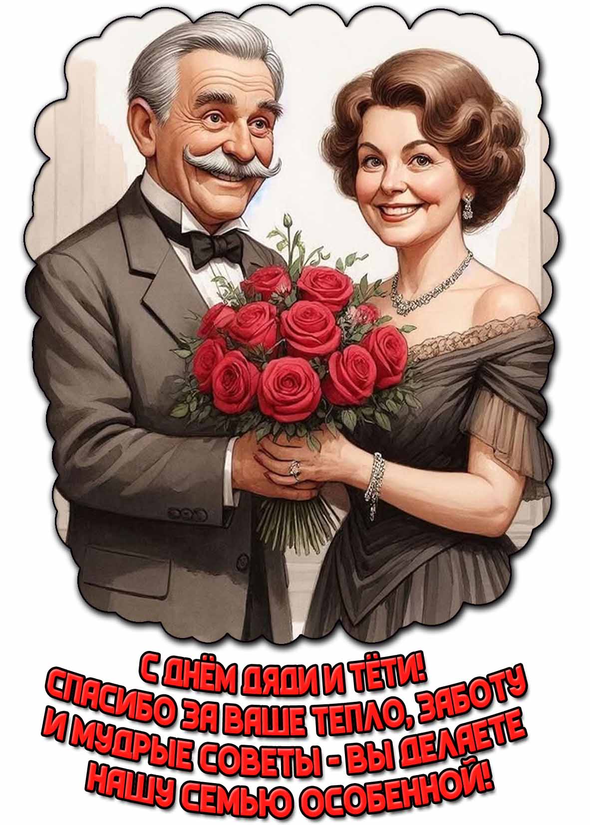 Открытка "С днём дяди и тёти! Спасибо за ваше тепло, заботу и мудрые советы - вы делает нашу семью особенной!"