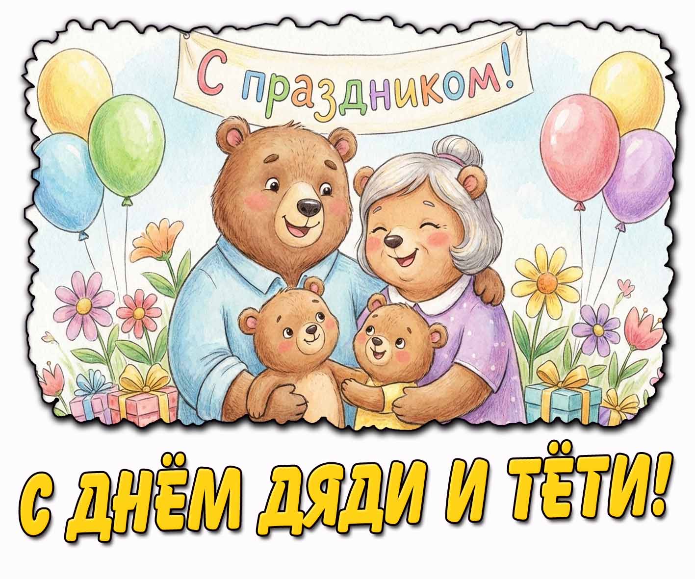Детская картинка "С днём дяди и тёти! С праздником!"