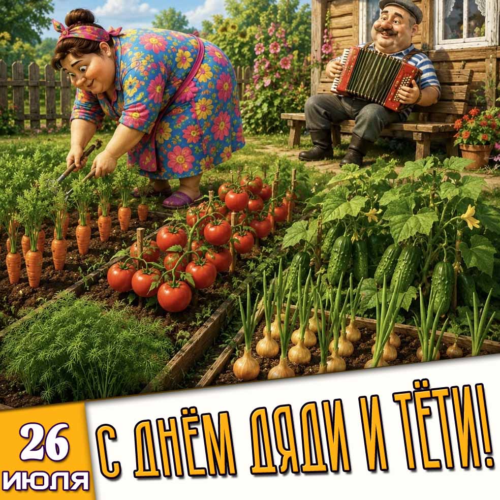 Открытка 26 июля - с днём дяди и тёти!