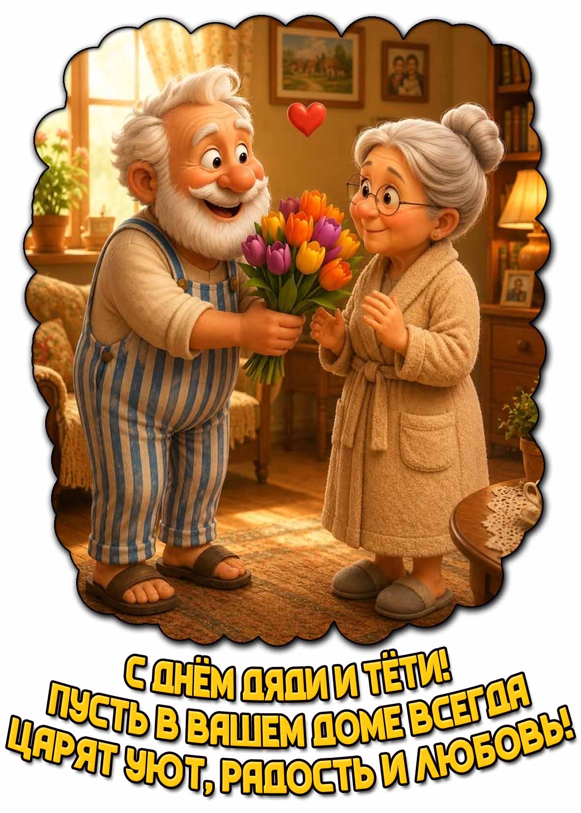 Красивая картинка "С днём дяди и тёти! Пусть в вашем доме всегда царят уют, радость и любовь!"