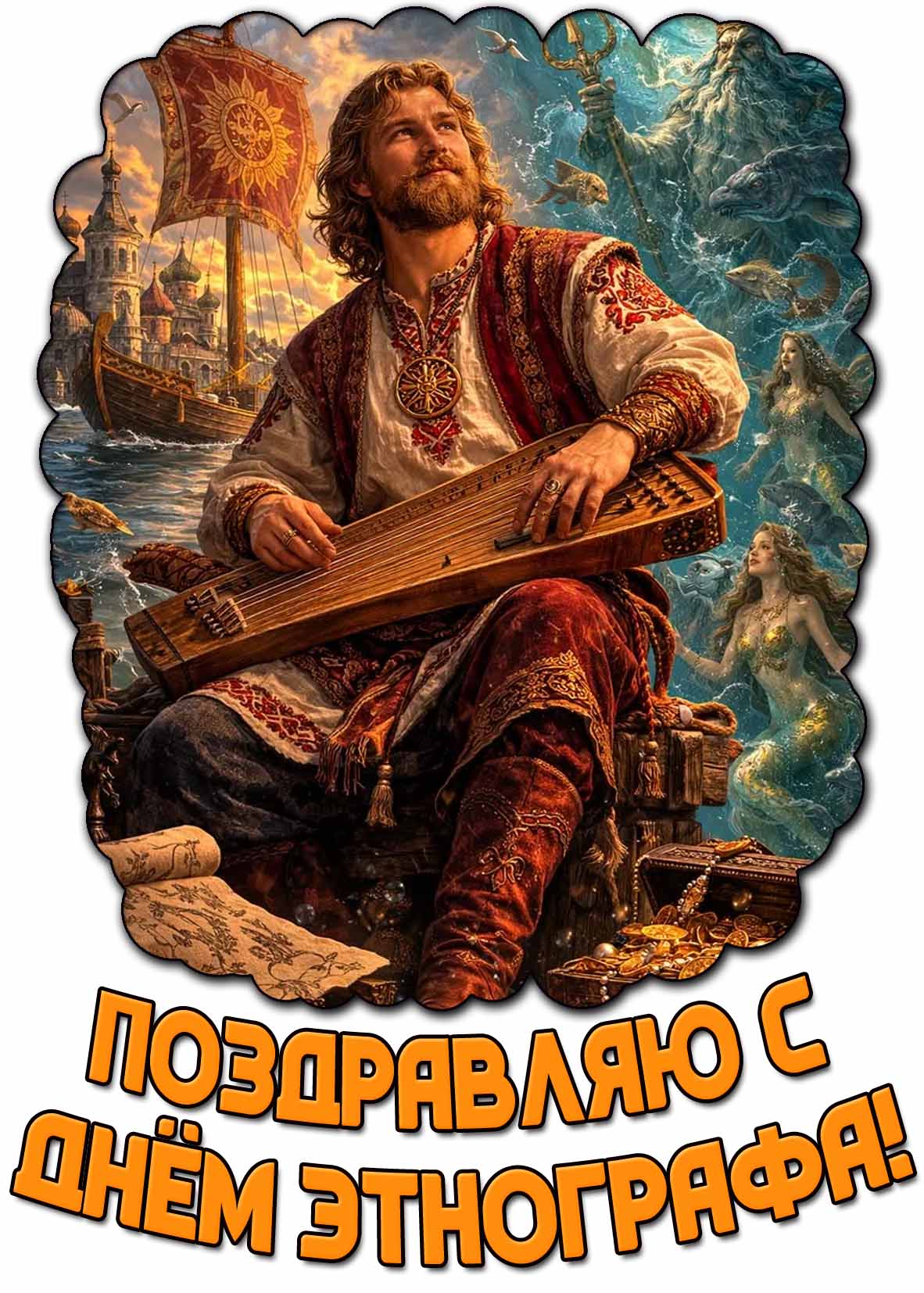 Красивая открытка "Поздравляю с днём этнографа!"