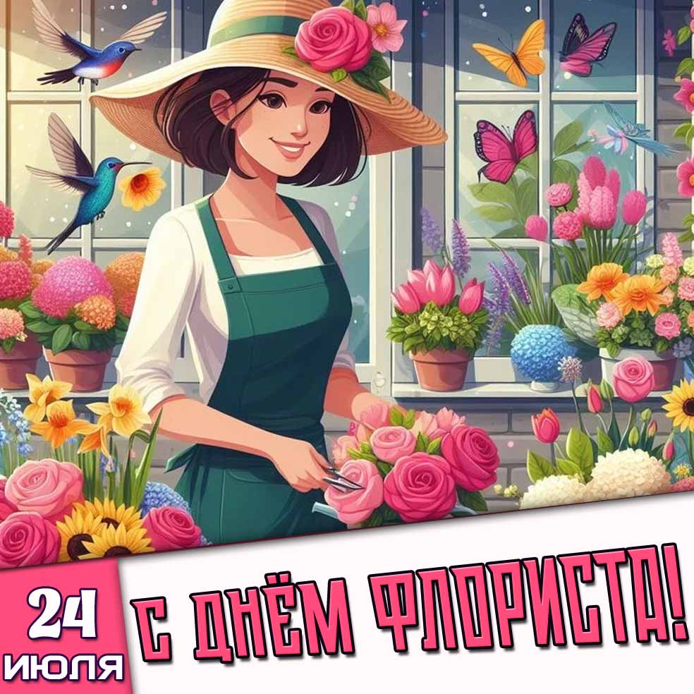 Открытка 24 июля - с днём флориста!