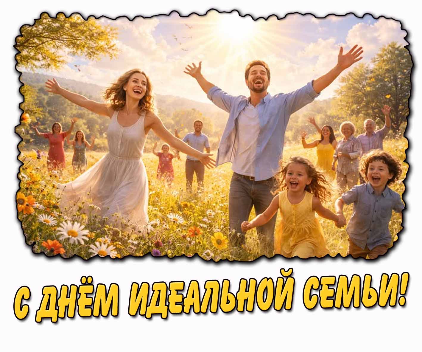 С днём идеальной семьи! - летняя открытка