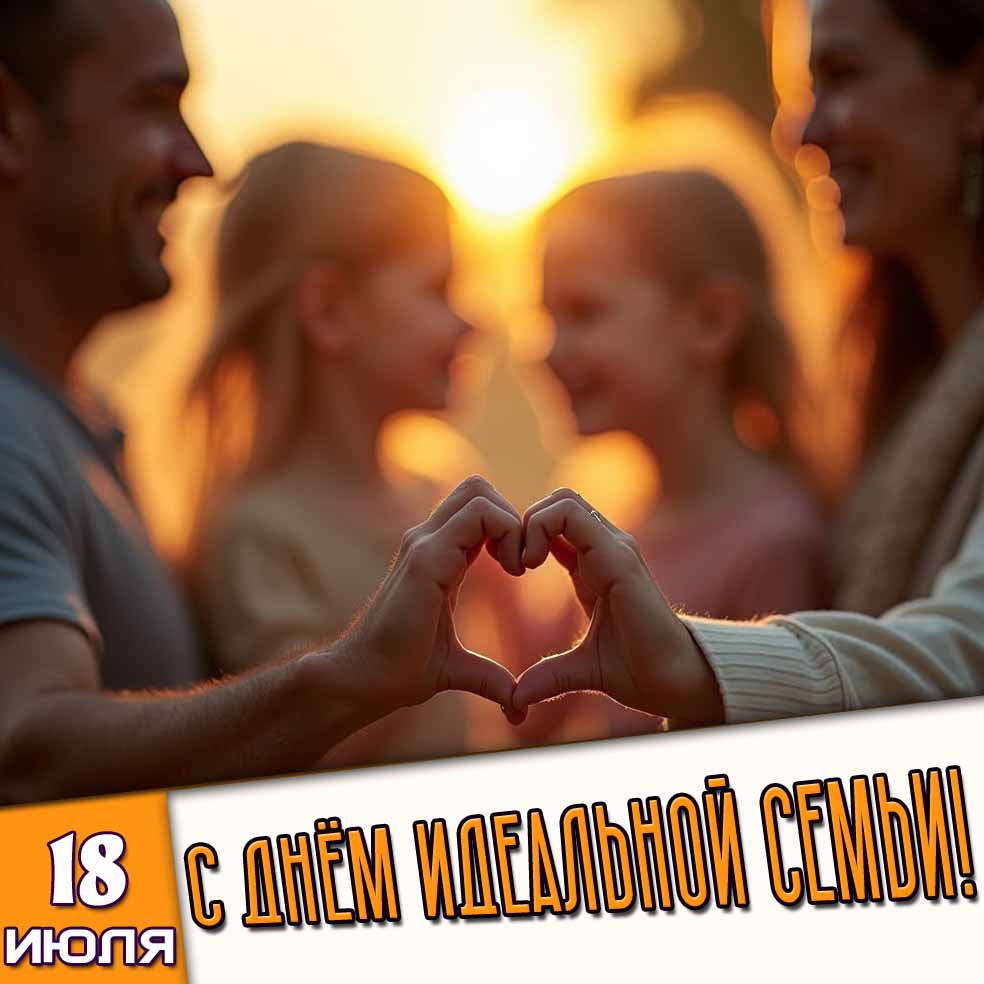 Открытка 18 июля - с днём идеальной семьи!