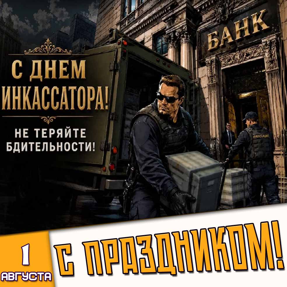Картинка 1 августа - с днём инкассатора! Не теряйте бдительности! С праздником!