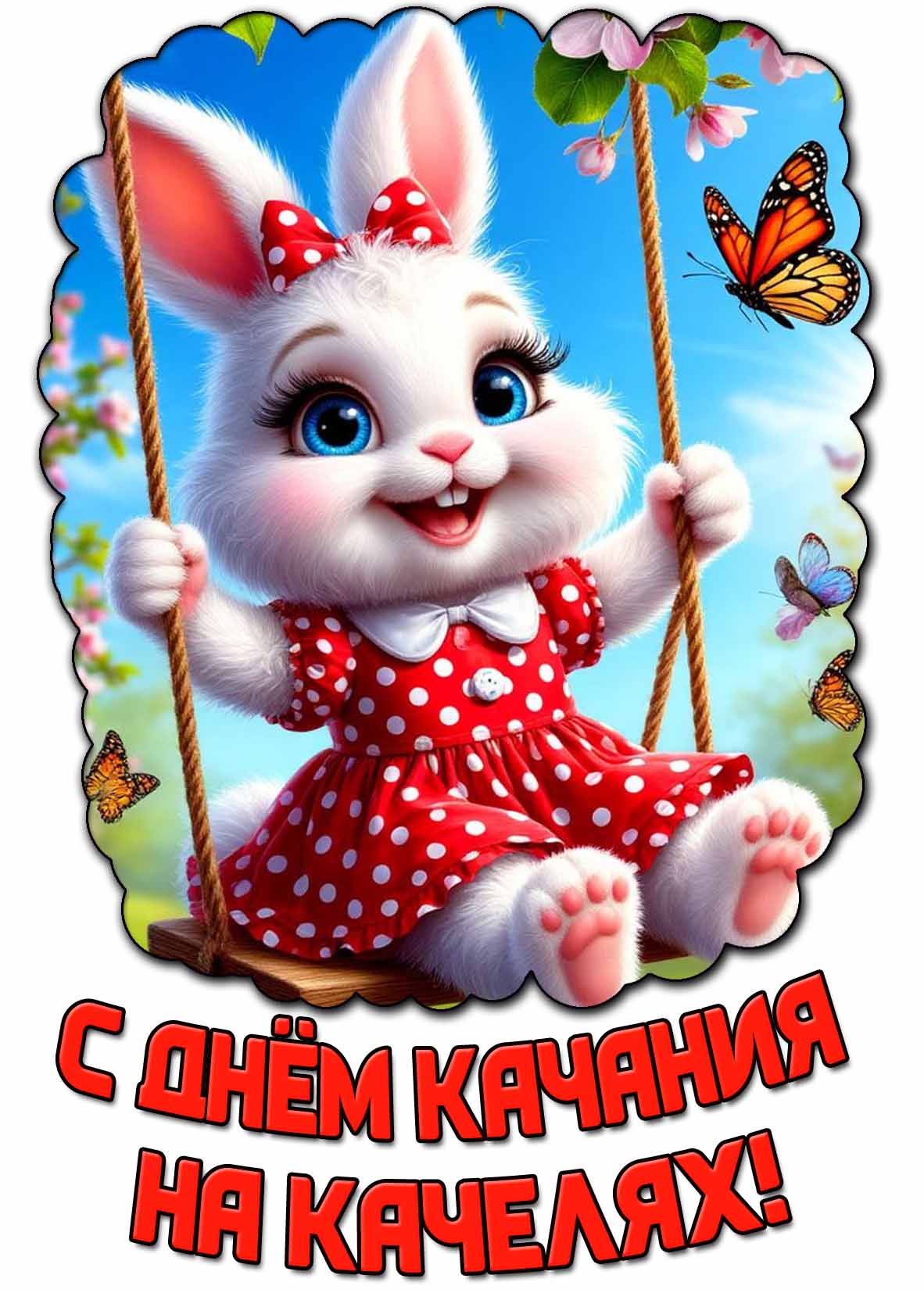 Открытка с днём качания на качелях