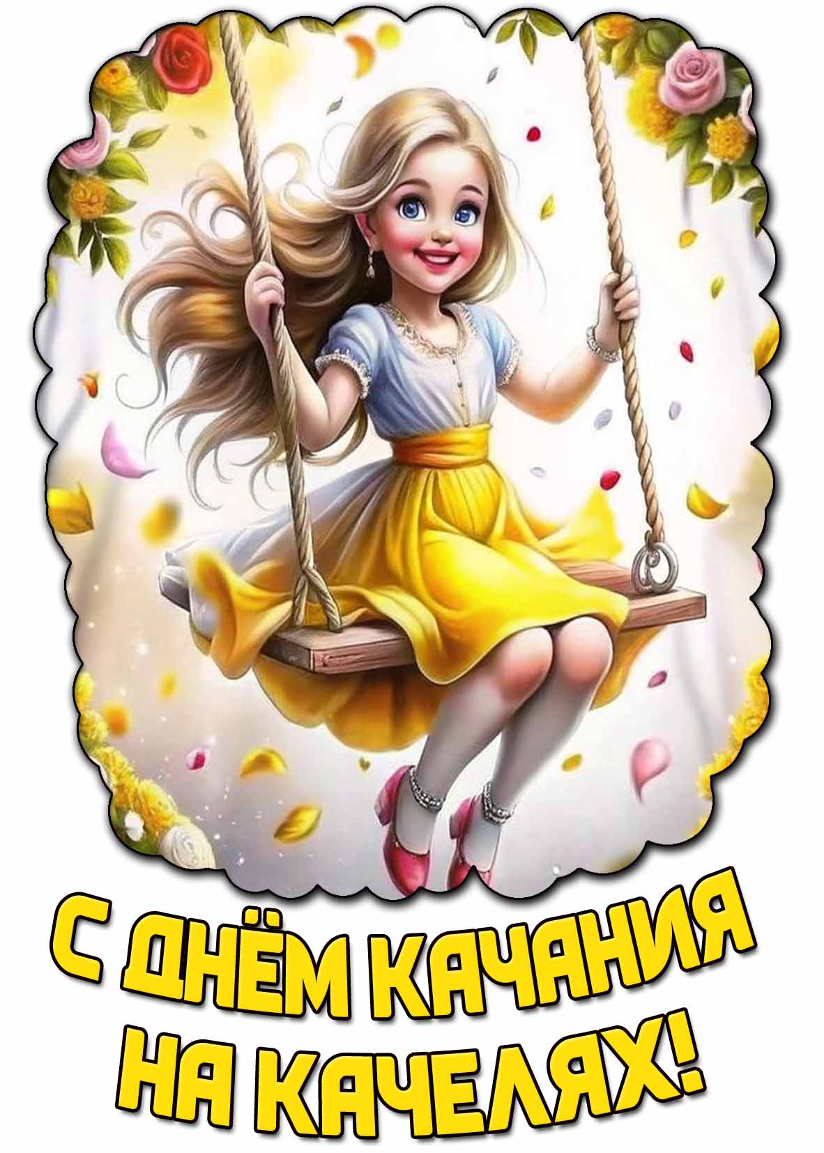 Красивая картинка с днём качания на качелях
