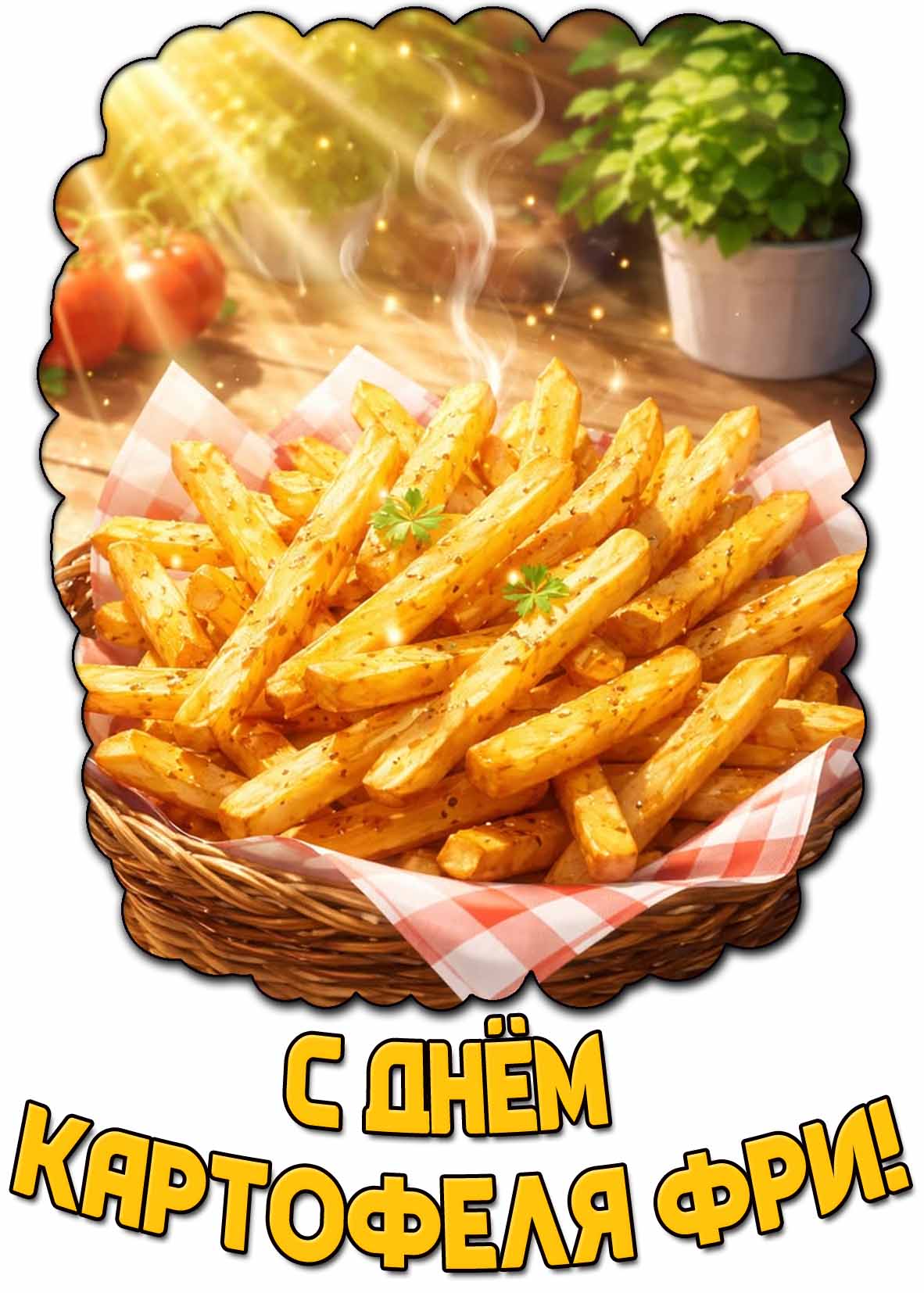 Открытка с днём картофеля фри