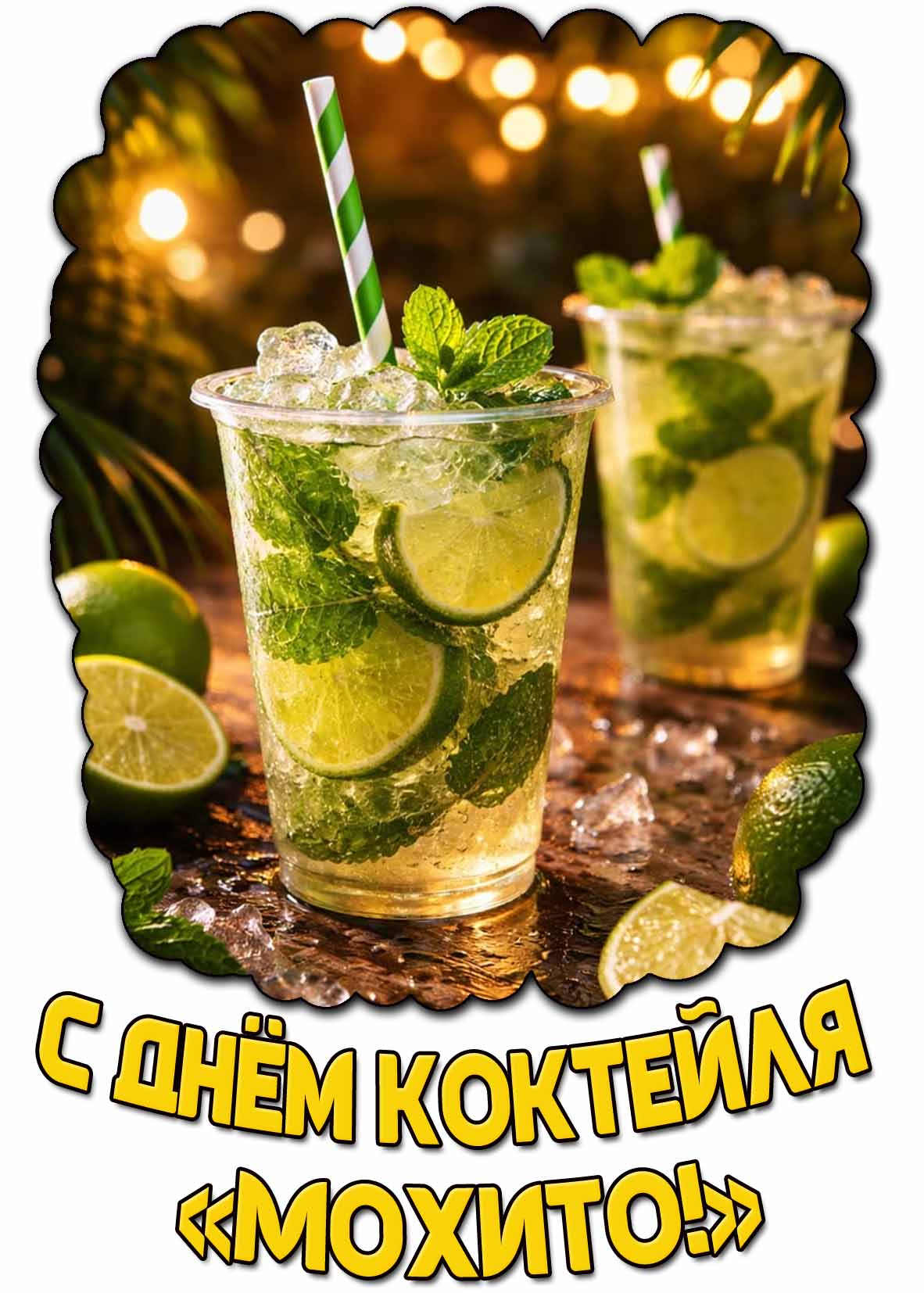 Открытка с днём коктейля «Мохито!»