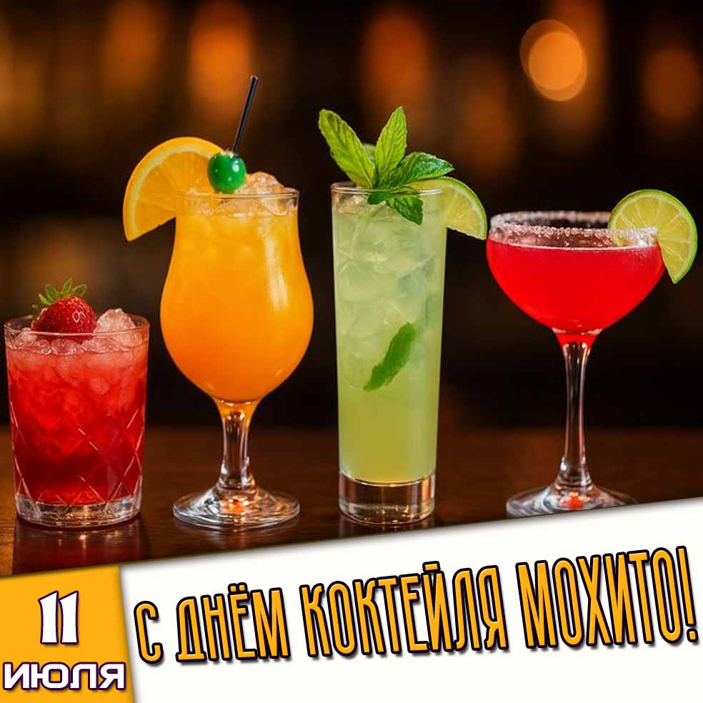 Открытка 11 июля - с днём коктейля мохито!