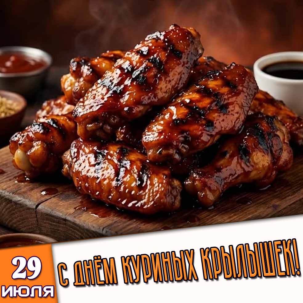 Открытка 29 июля - с днём куриных крылышек!