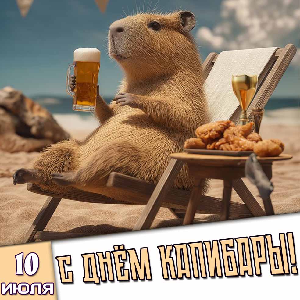 Прикольная картинка 10 июля - с днём капибары!