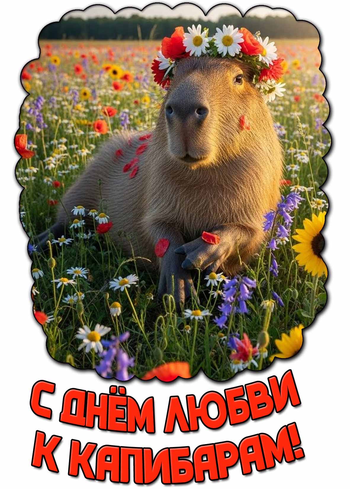Открытка с днём любви к капибарам