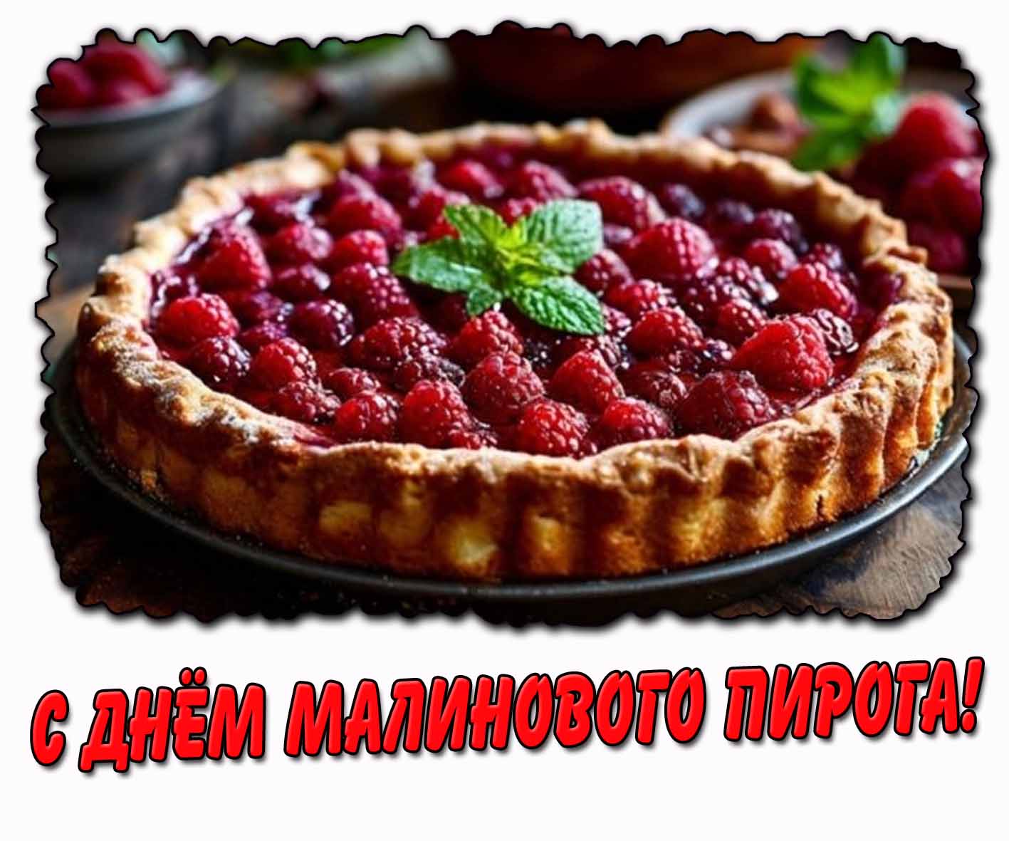 С днём малинового пирога! - красивая открытка