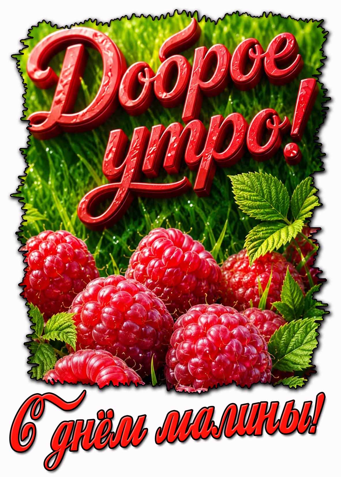 Открытка "Доброе утро! С днём малины!"