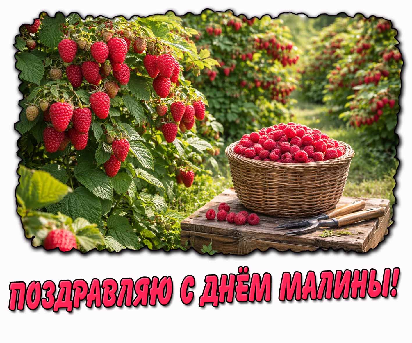 Поздравляю с днём малины! - летняя открытка