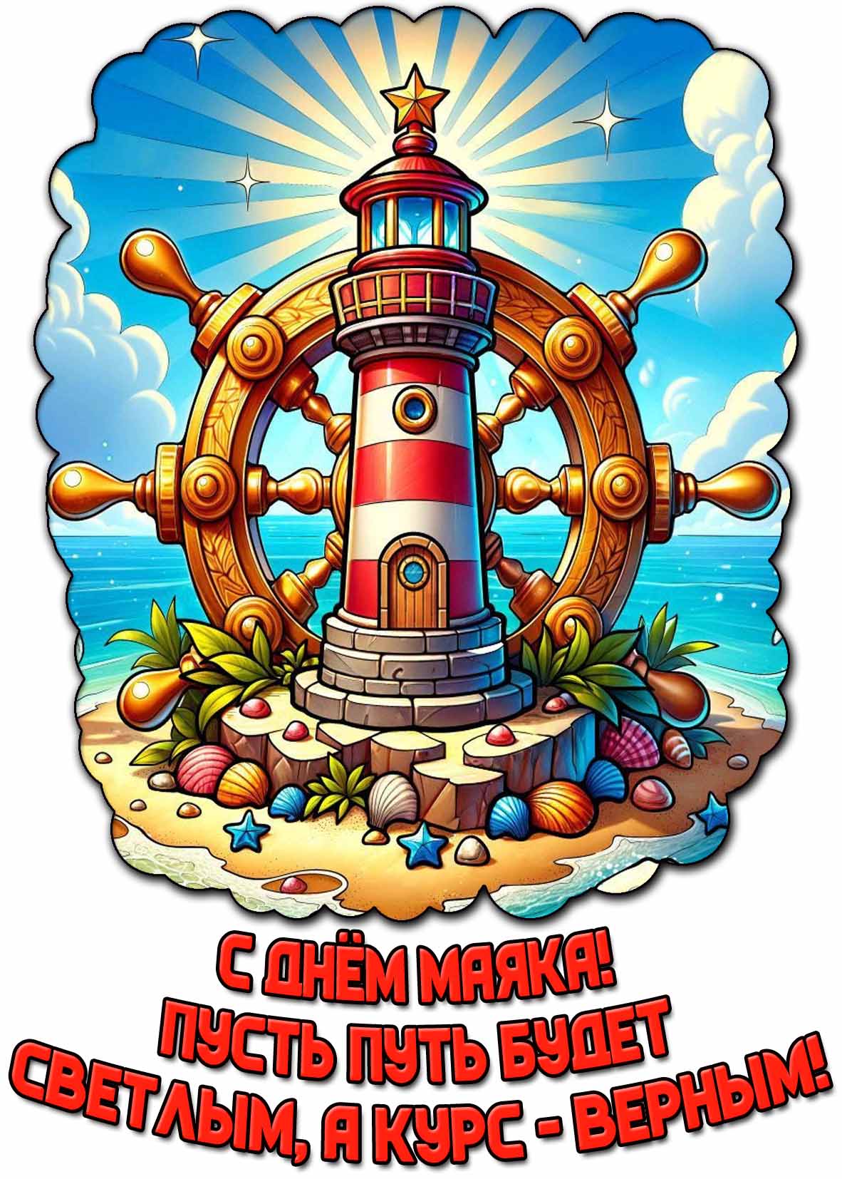 Открытка "С днём маяка! Пусть путь будет светлым, а курс - верным!"