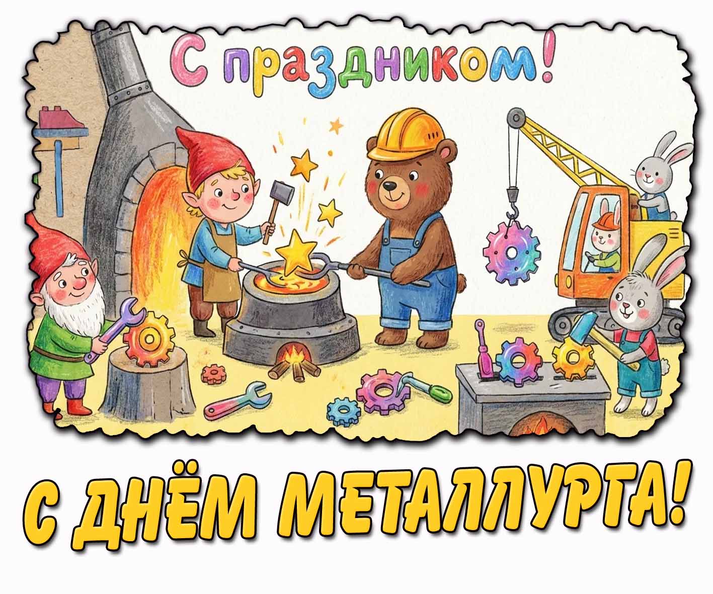 Детская картинка "С днём металлурга! С праздником!"