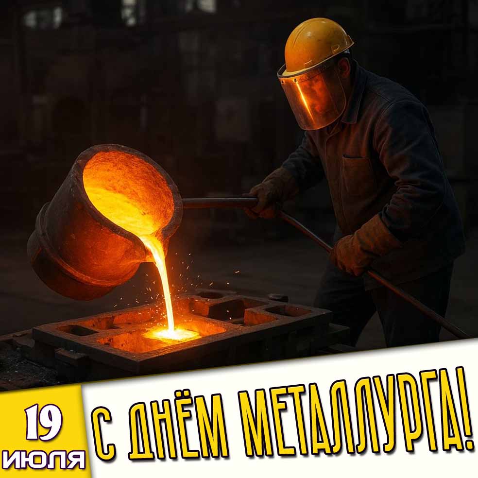 Открытка 19 июля - с днём металлурга!