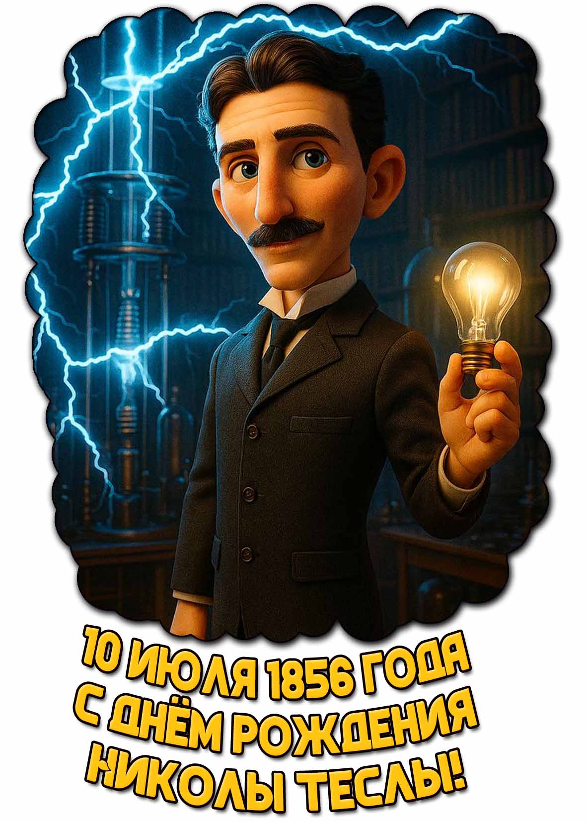Открытка 10 июля 1856 года - с днём рождения Николы Теслы!