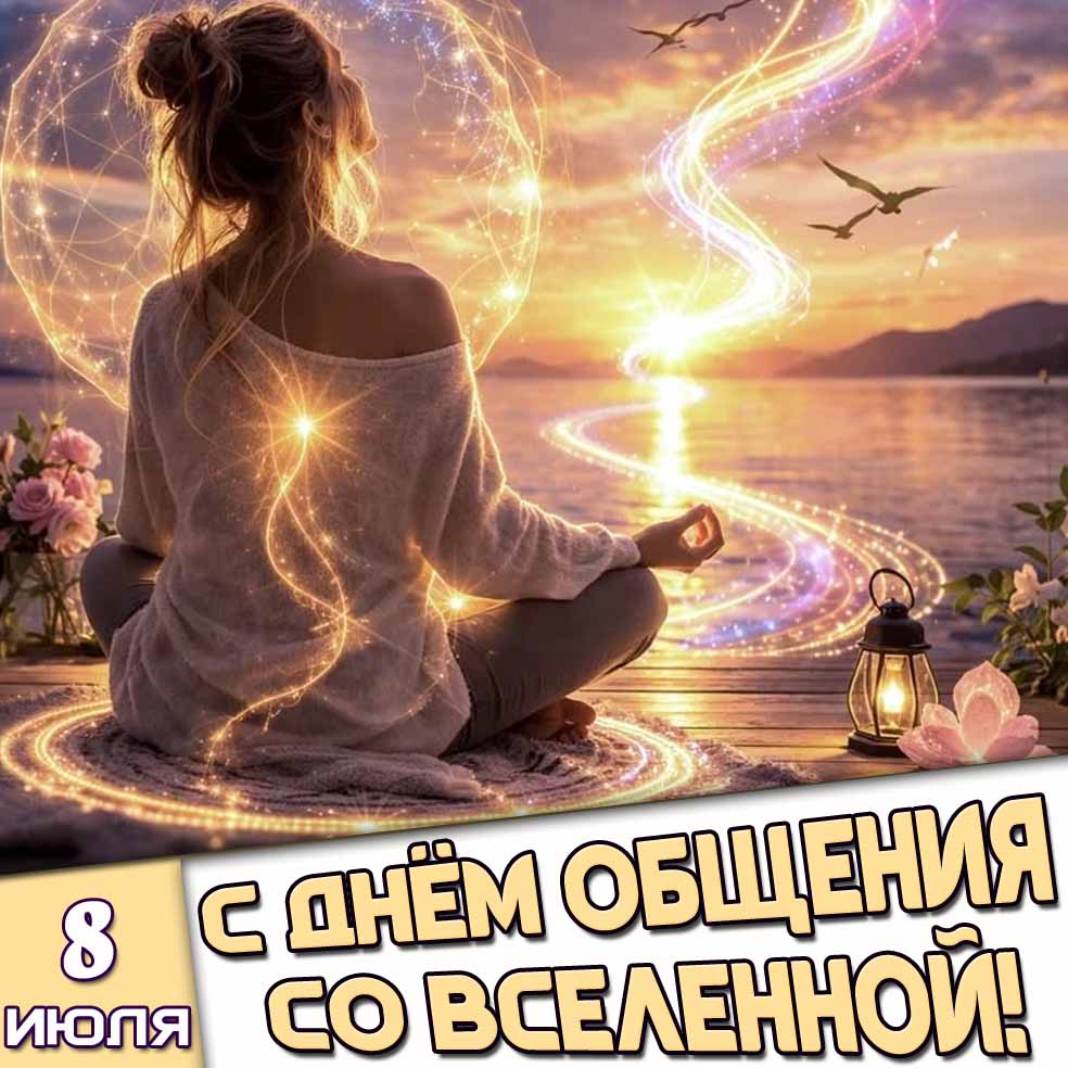 Открытка 8 июля - с днём общения со Вселенной!