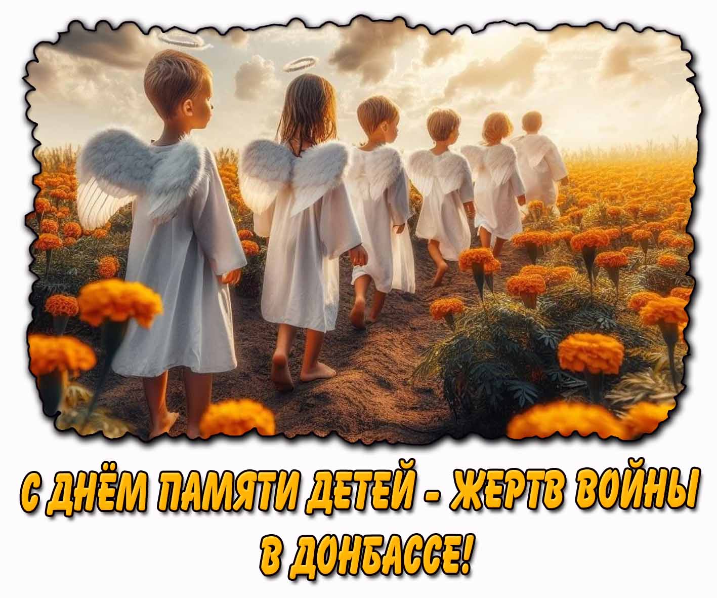 С днём памяти детей - жертв войны в Донбассе! - открытка с детьми ангелами