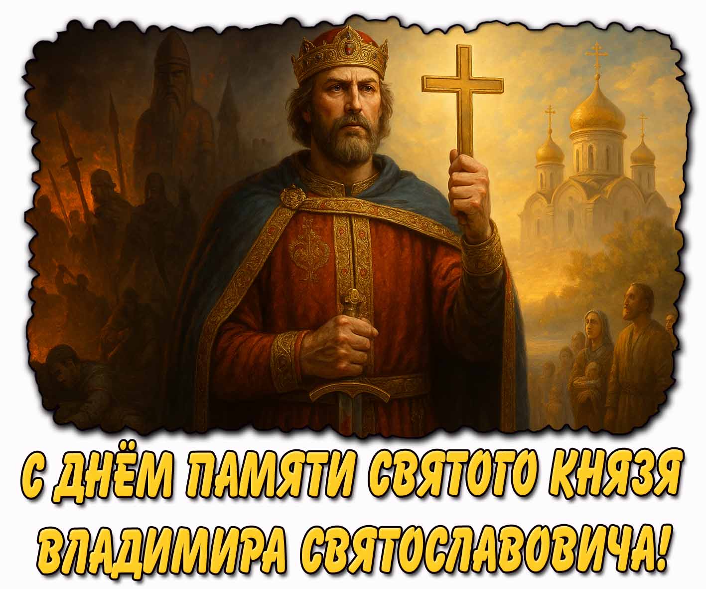С днём памяти святого князя Владимира Святославовича! - красивая открытка