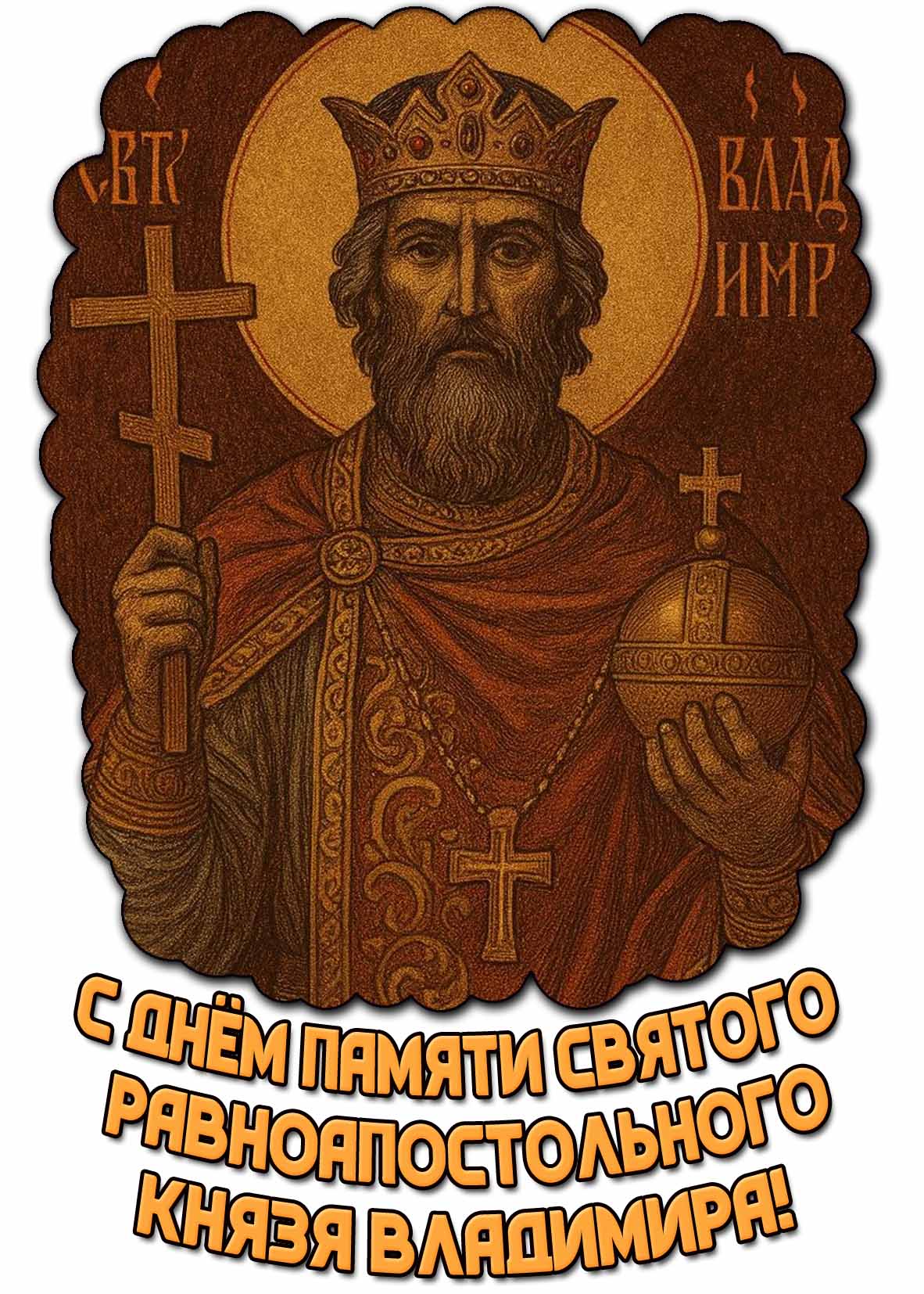 Открытка с днём памяти святого равноапостольного князя Владимира