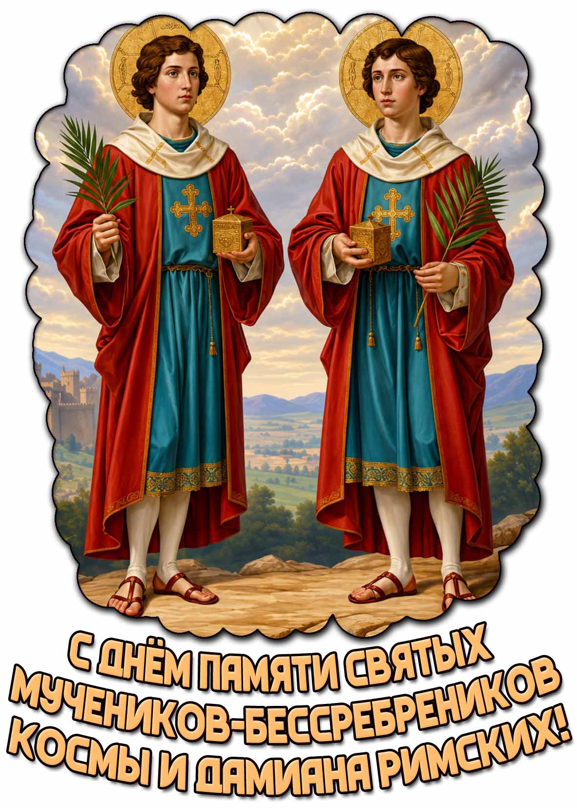 Картинка с днём памяти святых мучеников-бессребреников Космы и Дамиана Римских