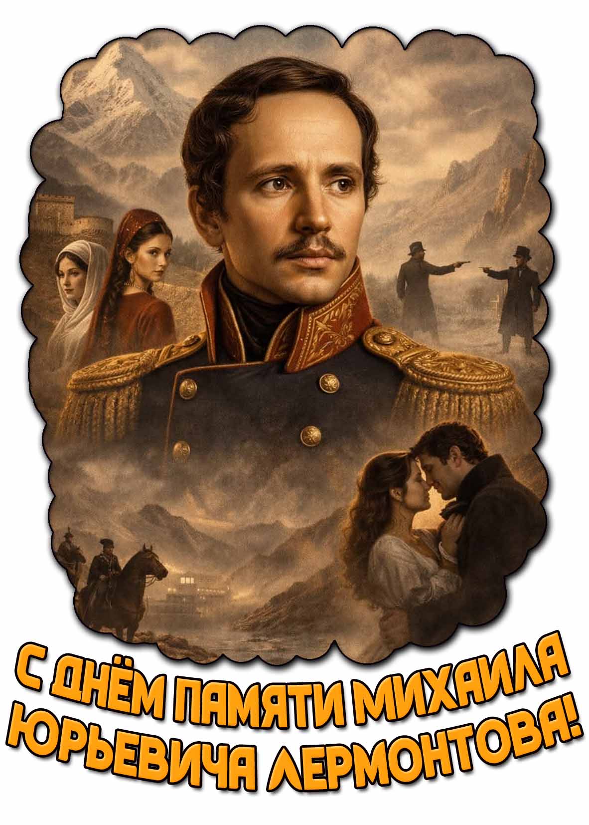Картинка с днём памяти Михаила Юрьевича Лермонтов