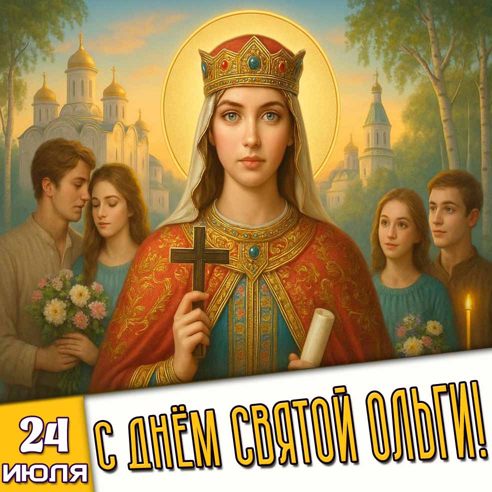 Открытка 24 июля - с днём святой Ольги!