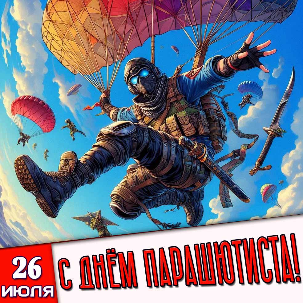 Прикольная картинка 26 июля - с днём парашютиста!