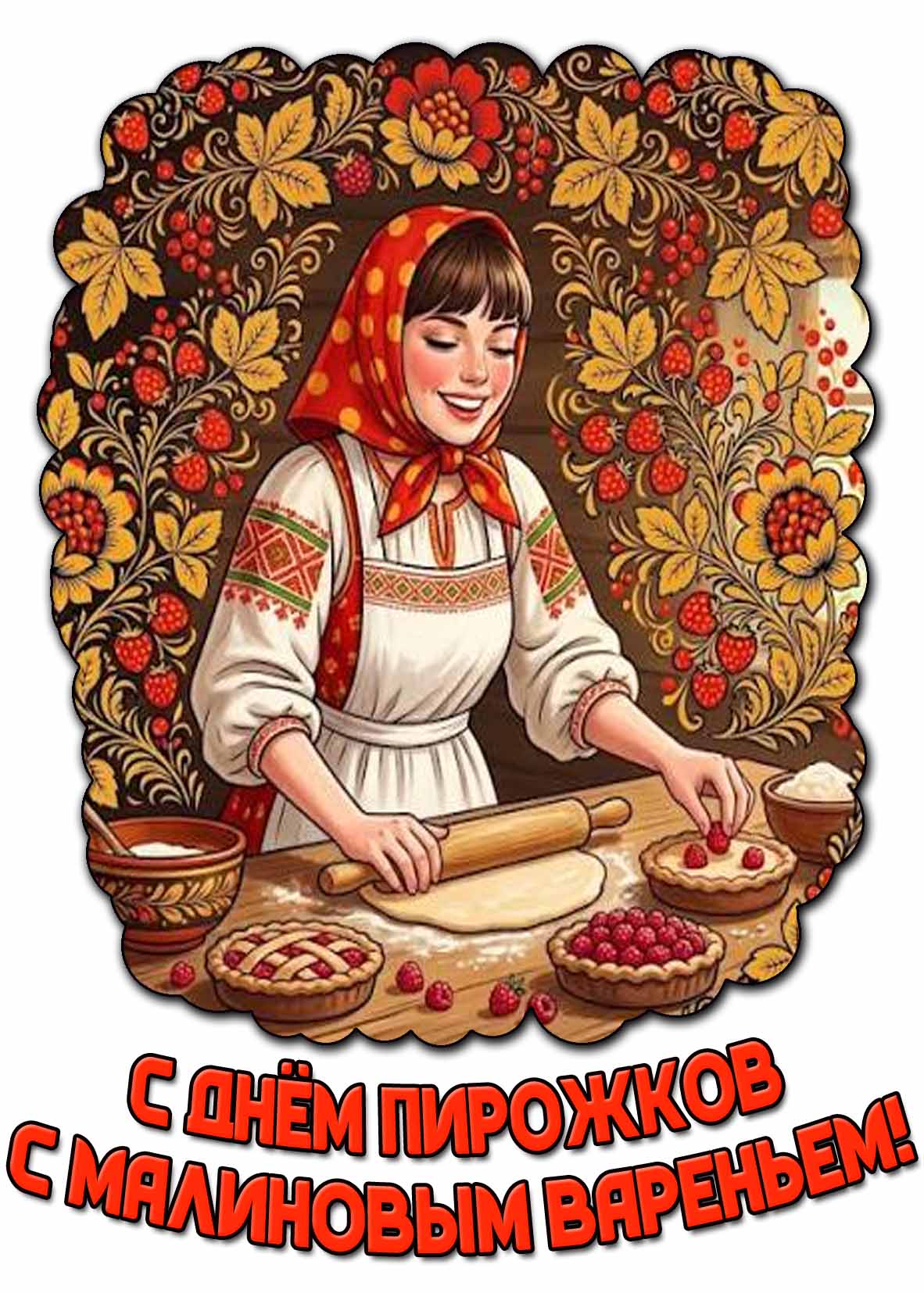Открытка с днём пирожков с малиновым вареньем